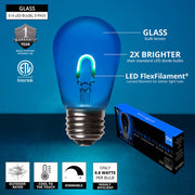 S14 Transparent Glass Blue FlexFilament LED Bulbs