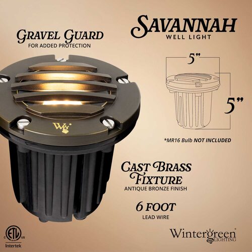 Savannah Landscape Well Light with Gravel Guard, Antique Bronze