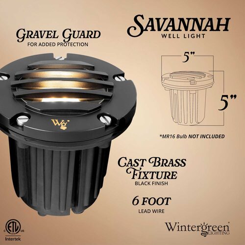 Savannah Landscape Well Light with Gravel Guard, Black