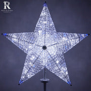 Shimmering Cool White and Blue LED Crystal 5 Point Star Tree Topper