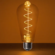 ST64 Antiqued Glass Warm White FlexFilament LED Edison Bulbs