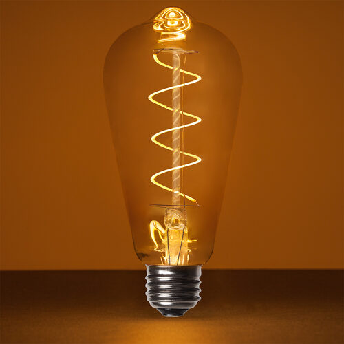 ST64 Antiqued Glass Warm White FlexFilament LED Edison Bulbs