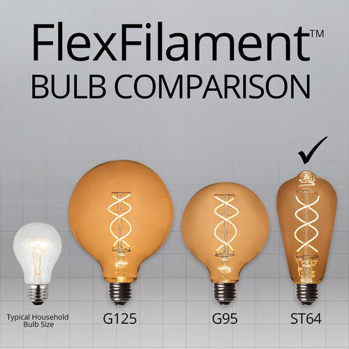 ST64 Antiqued Glass Warm White FlexFilament LED Edison Bulbs
