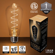 ST64 Glass Warm White FlexFilament LED Edison Bulbs