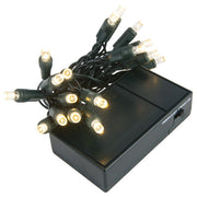 Warm White Battery Operated 5mm LED Lights, Green Wire