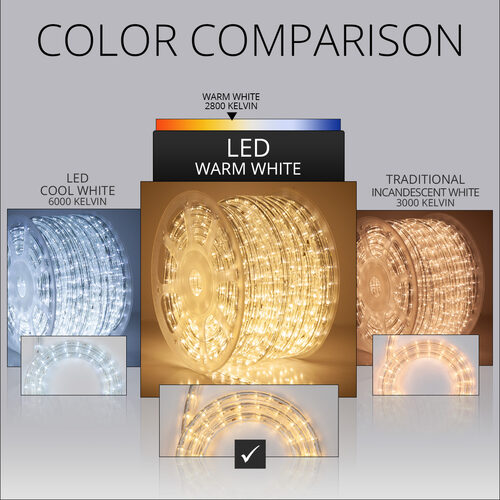 Warm White LED Rope Light, 150 ft