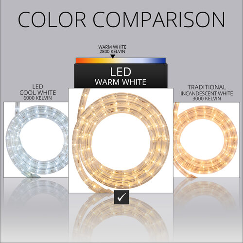 Warm White LED Rope Light, 18 ft