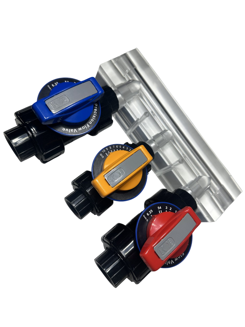 3/4" Clear Manifold and 3 Metering Valves