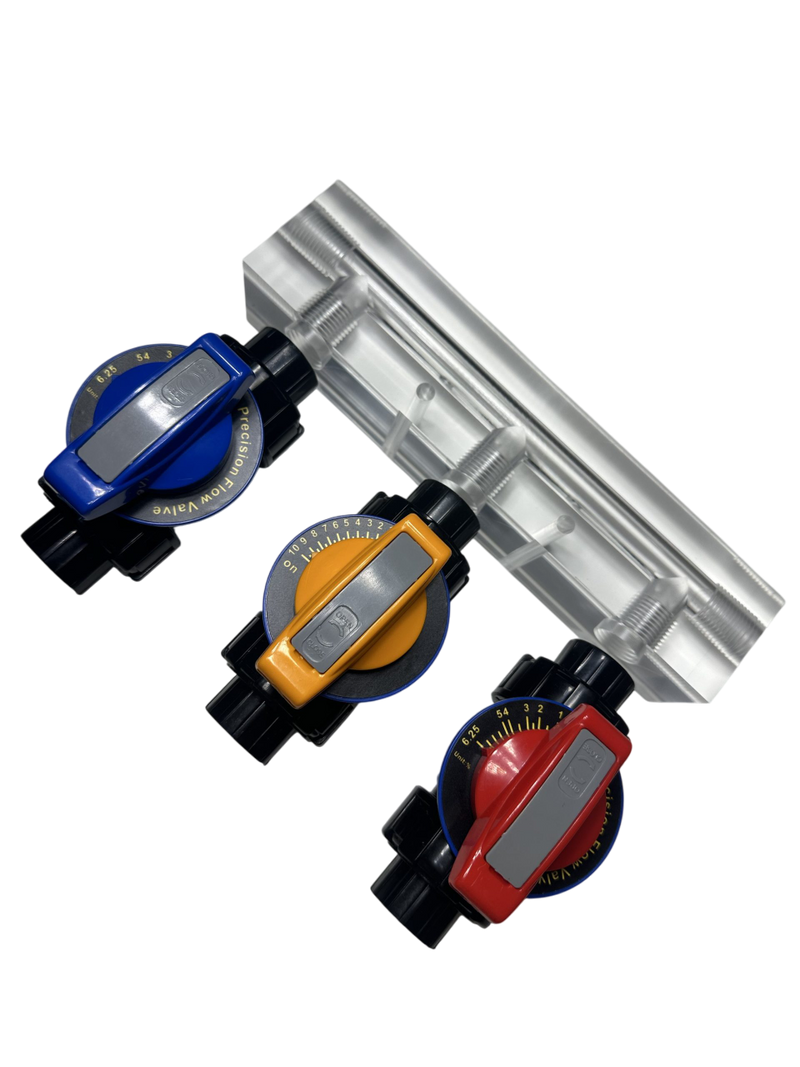 1/2" Clear Manifold and 3 Metering Valves