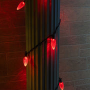 25 C9 Red LED Christmas Lights, Green Wire, 8-inch Spacing