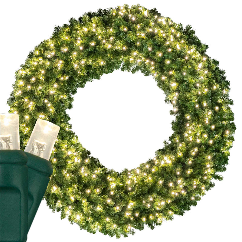72-inch Red Sleigh Oregon Fir Prelit LED Wreath
