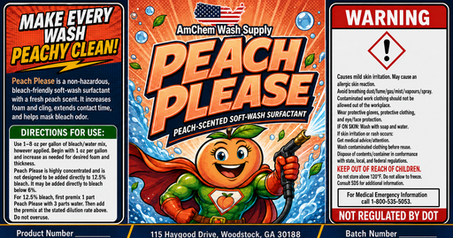 Peach Please Peach-Scented Soft-Wash Surfactant label