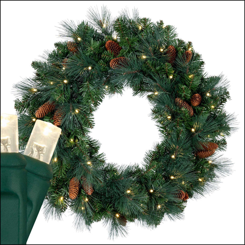 Mixed Noble Prelit LED Wreath, Warm White Lights