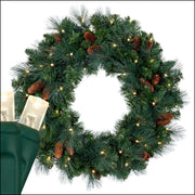 Mixed Noble Prelit LED Wreath, Warm White Lights
