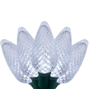 25 C9 Cool White LED Christmas Lights, Green Wire, 8-inch Spacing