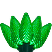 25 C9 Green LED Christmas Lights, Green Wire, 8-inch Spacing