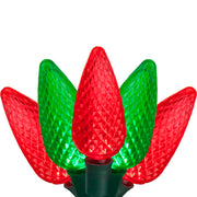 24 C9 Green, Red LED Christmas Lights, Green Wire, 8-inch Spacing