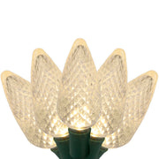 25 C9 Warm White LED Christmas Lights, Green Wire, 8-inch Spacing