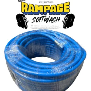 Rampage 3/4″ Blue 200’ Softwash Hose No Crimped Ends. GHT Available.