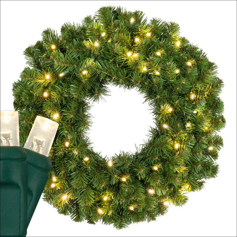 Sequoia Fir Prelit LED Wreath, Warm White Lights