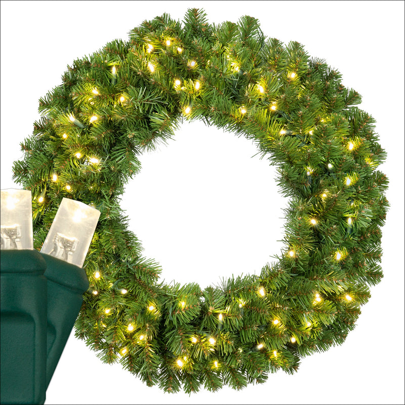 Sequoia Fir Prelit LED Wreath, Warm White Lights