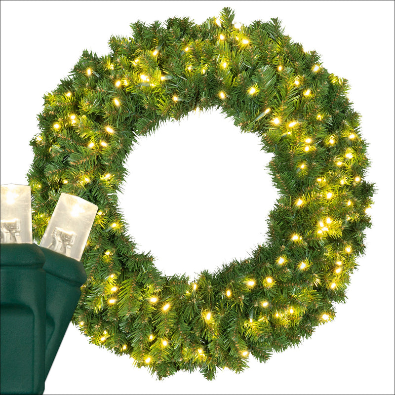 Sequoia Fir Prelit LED Wreath, Warm White Lights
