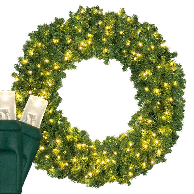 Sequoia Fir Prelit LED Wreath, Warm White Lights