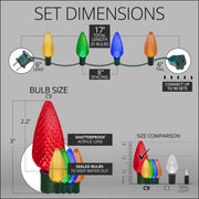 25 C9 Multicolor LED Christmas Lights, Green Wire, 8-inch Spacing