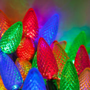 25 C9 Multicolor LED Christmas Lights, Green Wire, 8-inch Spacing