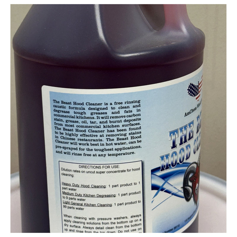 The Beast Hood Cleaner directions label