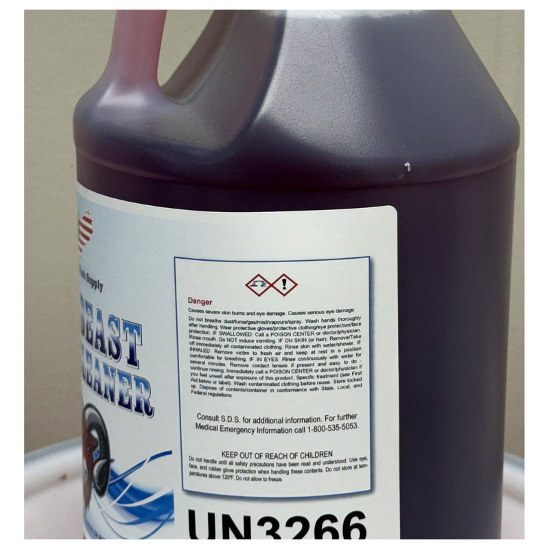 The Beast Hood Cleaner warning and safety label