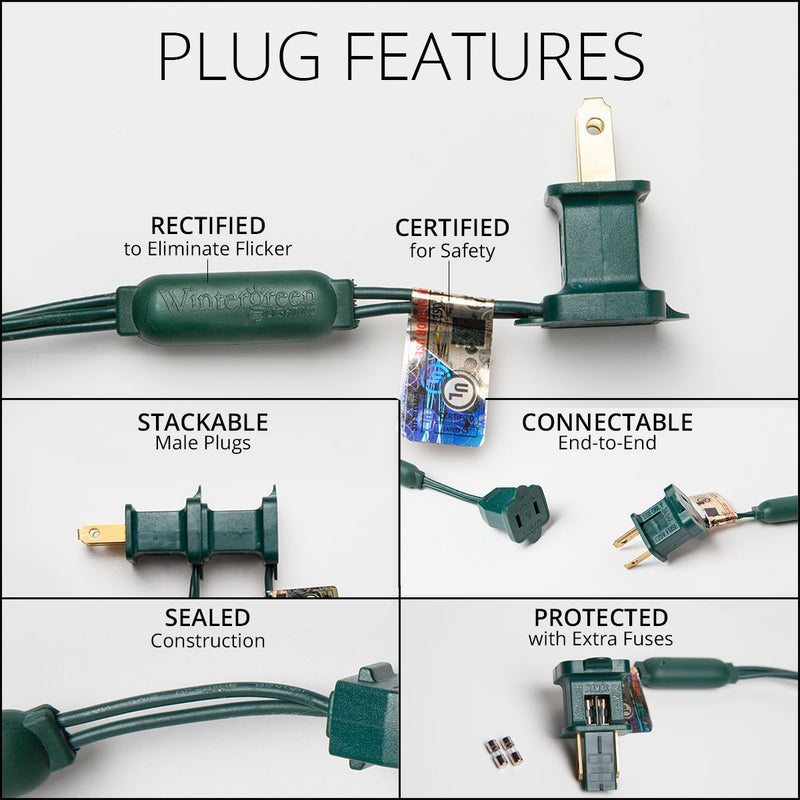 25 C9 Blue LED Christmas Lights, Green Wire, 8-inch Spacing